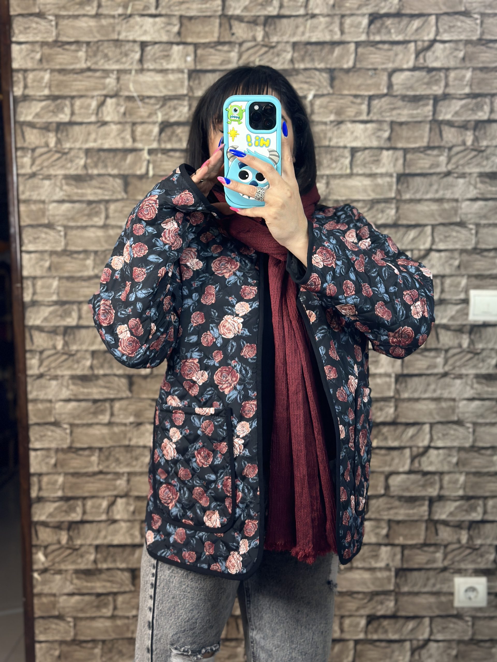 تصویر کاپشن زنانه گلدار نیزل 